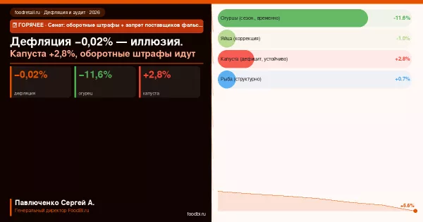 Первая дефляция 2026 года −0,02%: как ритейлу работать с разнонаправленным рынком
