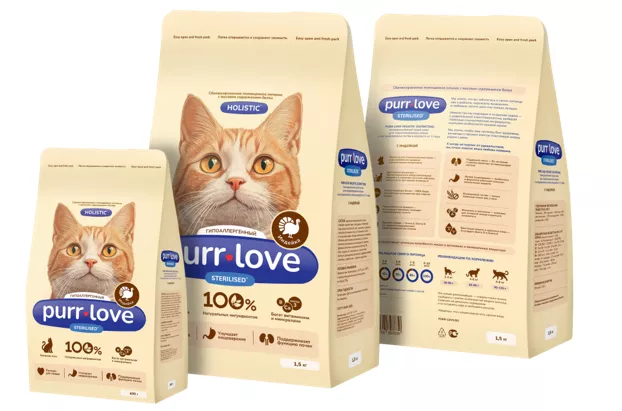 Фотография продукта Корм сухой для кошек, purr love, 0.4 кг