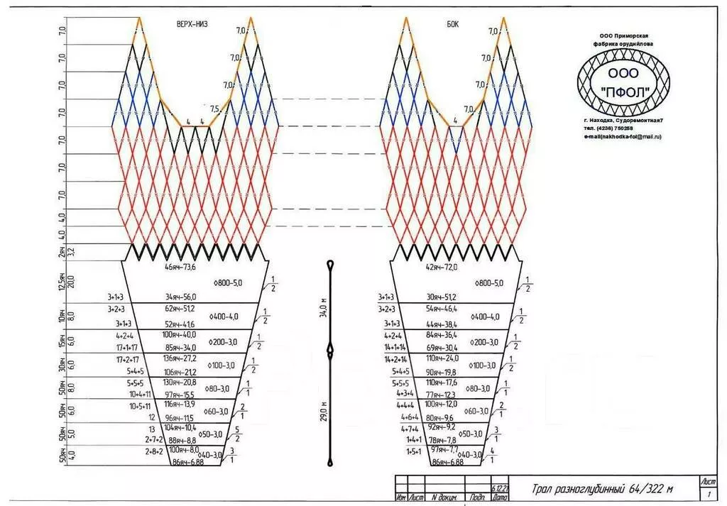 Фотография продукта Трал разноглубинный 64/322м
