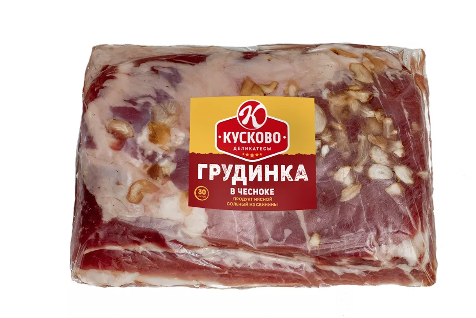 фотография продукта Грудинка в чесноке соленая